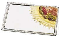 Serviertablett mit Barockrand Edelstahl 42x31cm
