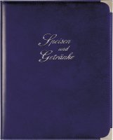 Speisekarte, Metallecken silber A4, royalblau