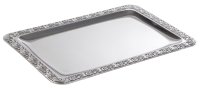 Serviertablett mit Barockrand Edelstahl