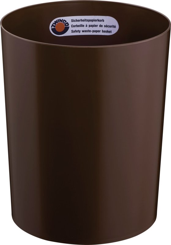 Sicherheitspapierkorb mit Aluminium-Einsatz braun (2)