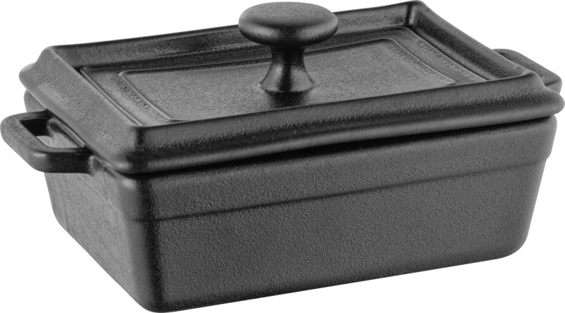 Porzellan Servierartikel "Java" rechteckig, 16x9,5cm, inkl. Deckel mit 2 Kurzgriffen (1)