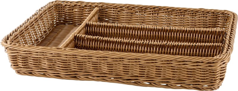 Korb Besteck 4 Fächer 40x30x6,5cm braun (1)