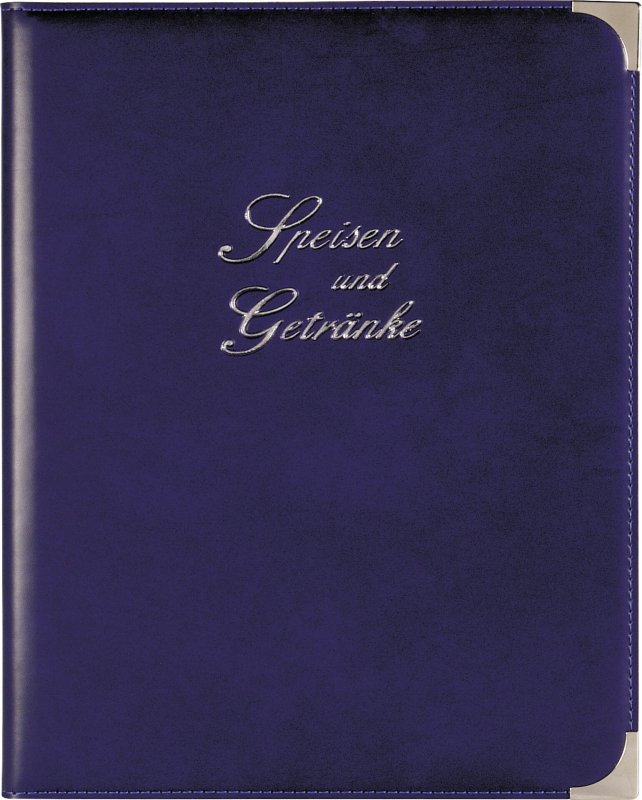 Speisekarte, Metallecken silber A4, royalblau (1)