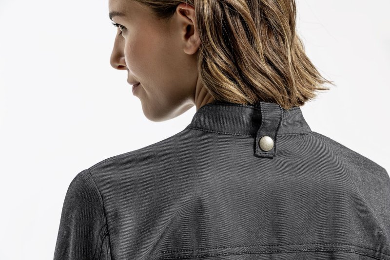 Kochjacke Damen, Bikerstyle, langarm, anthrazit Gr. S (3)