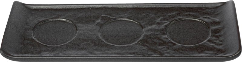 Porzellanserie "Schieferlook" Platte mit 3 Aussparungen 25,8x9,9cm (1)