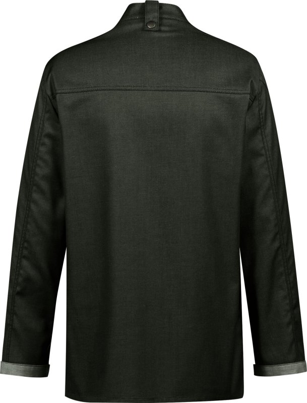 Kochjacke Herren, Bikerstyle, langarm, grün Gr. S (2)