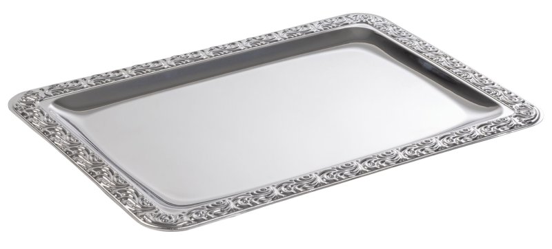 Serviertablett mit Barockrand Edelstahl 35x24cm (2)