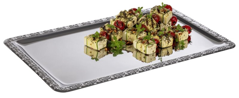 Serviertablett mit Barockrand Edelstahl 1/1 GN (2)